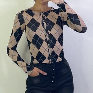 Argyle Black and Nude Cardigan